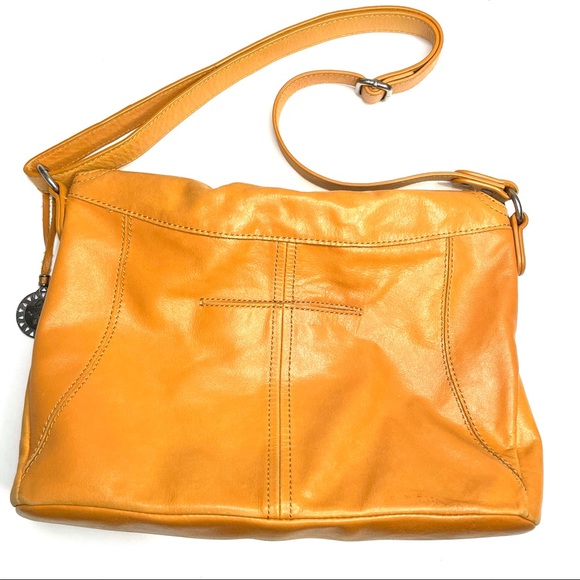 THE SAK Soft Leather Cognac Zip Flap Crossbody Bag  Adjustable Strap Slouchy - Picture 11 of 12